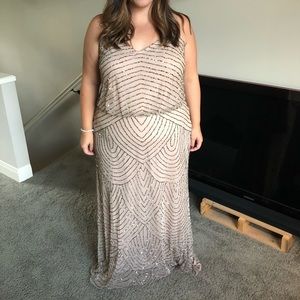 Adrianna Papell Beaded Blouson Gown - Plus Size